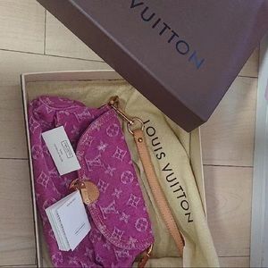Vintage Louis Vuitton pink denim hobo bag